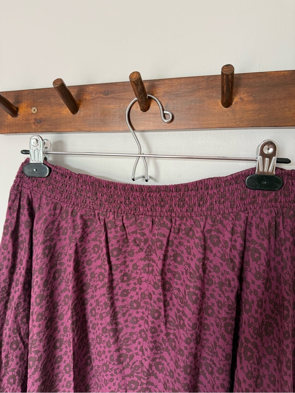 American Eagle Outfitters Plum Asymmetrical Border-Print Handkerchief Skirt - Picture 5 of 7